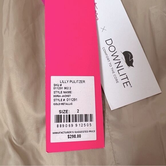 Lilly Pulitzer Jacket Doria Down Puffer Gold Metallic Size 2 - Picture 12 of 14